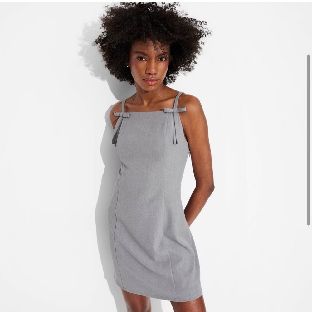 Wild Fable Light Gray Mini Dress with Bow Straps
